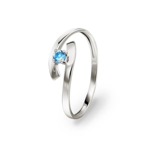 Damenring 750/18 K Weissgold mit Blautopas