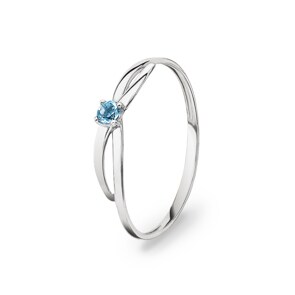 Bague or gris 750/18 ct avec topaze bleue ronde