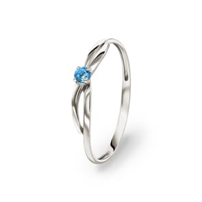 Bague or gris 750/18 ct avec topaze bleue ronde