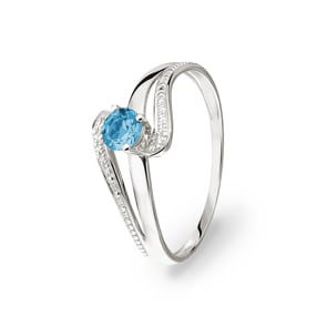 Damenring 750/18 K Weissgold mit Blautopas rund