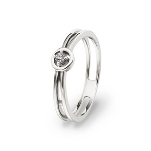Bague or gris 750/18 ct avec diamant 0.04 ct H/si