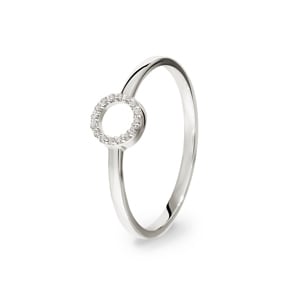 Damenring 750/18 K Weissgold mit Diamanten 0.03 ct H/si
