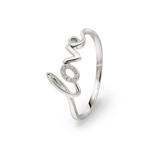 Damenring 750/18 K Weissgold mit Diamanten 0.03ct H/si, Love