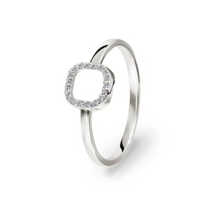 Damenring 750/18 K Weissgold mit Diamanten 0.04 ct H/si