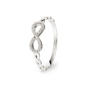 Damenring 750/18 K Weissgold mit Diamanten 0.11 ct H/si, Infinity
