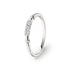 Bague or gris 750/18 ct avec diamants 0.11 ct H/si, Trilogie