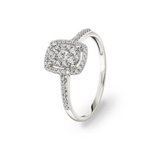 Damenring 750/18 K Weissgold mit Diamanten 0.30ct H/si