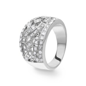Damenring 750/18 K Weissgold mit Diamanten 0.48 ct H/si, Ø 52