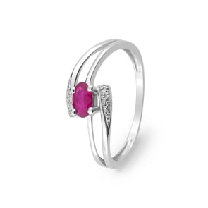 Damenring 750/18 K Weissgold mit Rubin
