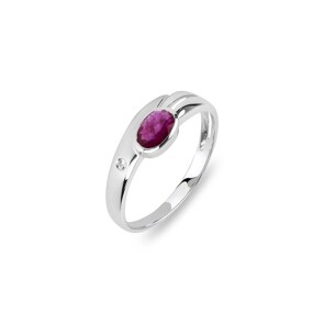 Damenring 750/18 K Weissgold mit Rubin & Zirkonia, Ø 54