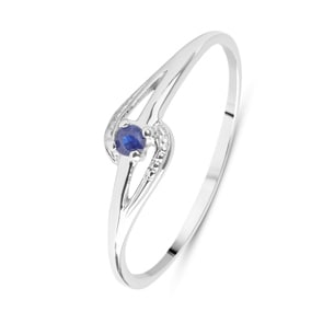Damenring 750/18 K Weissgold mit Saphir 0.05ct.