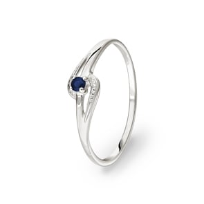 Damenring 750/18 K Weissgold mit Saphir 0.05ct.