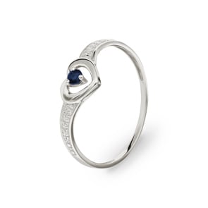 Damenring 750/18 K Weissgold mit Saphir