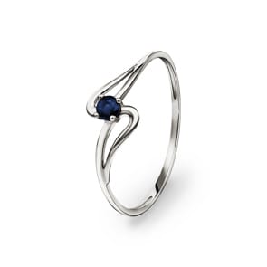 Damenring 750/18 K Weissgold mit Saphir
