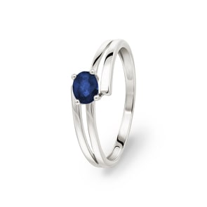 Bague or gris 750/18 ct avec saphir
