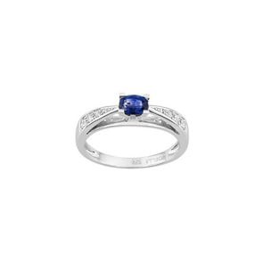 Damenring 750/18 K Weissgold mit Saphir oval 0.50ct. und Diamanten 0.10ct.