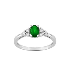 Damenring 750/18 K Weissgold mit Smaragd 0.42ct. und Diamanten 0.04ct.