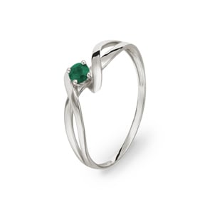 Damenring 750/18 K Weissgold mit Smaragd