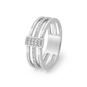 Damenring 750/18 K Weissgold mit Zirkonia