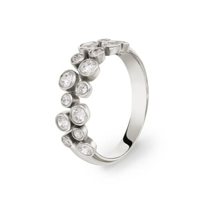 Bague or gris 750/18 ct avec zircones Ø 54
