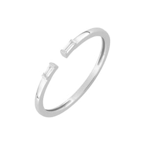 Damenring 750/18 K Weissgold mit Zirkonia Baguette