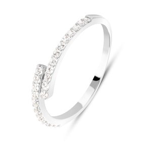 Damenring 750/18 K Weissgold mit Zirkonia, Fantasie