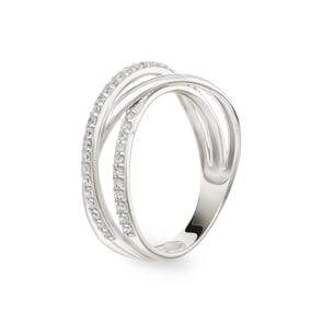 Damenring 750/18 K Weissgold mit Zirkonia, Fantasie