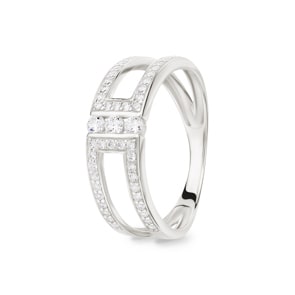Damenring 750/18 K Weissgold mit Zirkonia, Fantasie