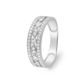 Damenring 750/18 K Weissgold mit Zirkonia, Fantasie