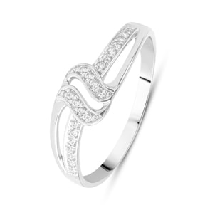 Damenring 750/18 K Weissgold mit Zirkonia, Fantasie