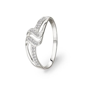 Damenring 750/18 K Weissgold mit Zirkonia, Fantasie