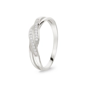 Damenring 750/18 K Weissgold mit Zirkonia, Fantasie