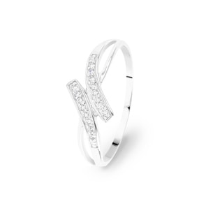 Damenring 750/18 K Weissgold mit Zirkonia, Fantasie
