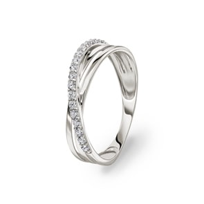 Damenring 750/18 K Weissgold mit Zirkonia, Fantasie