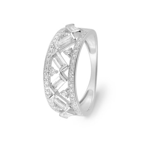 Damenring 750/18 K Weissgold mit Zirkonia, Fantasie