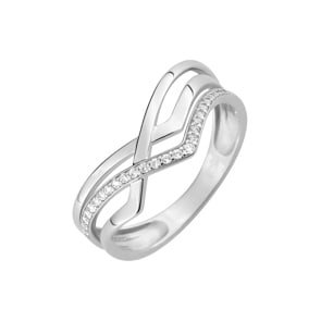 Damenring 750/18 K Weissgold mit Zirkonia, Fantasie