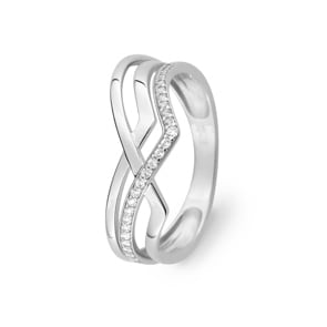 Damenring 750/18 K Weissgold mit Zirkonia, Fantasie