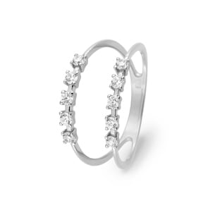 Damenring 750/18 K Weissgold mit Zirkonia, Fantasie