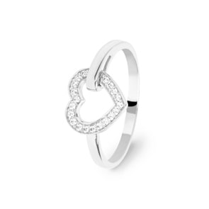 Damenring 750/18 K Weissgold mit Zirkonia, Herz