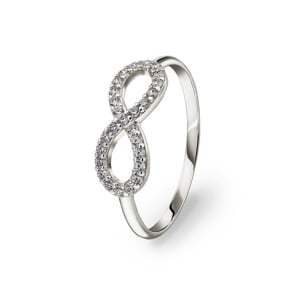 Damenring 750/18 K Weissgold mit Zirkonia, Infinity