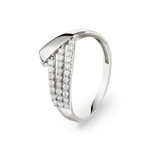 Damenring 750/18 K Weissgold mit Zirkonia Ø 51