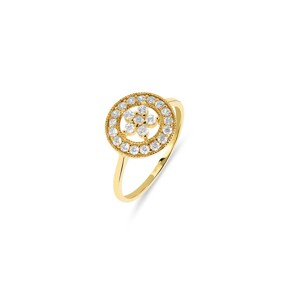 Damenring 750/18 K Gelbgold mit Zirkonia, Ø 54