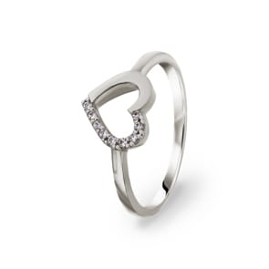 Bague or gris 750/18 ct avec zircones Ø 54