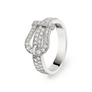 Bague or gris 750/18 ct avec zircones Ø 54