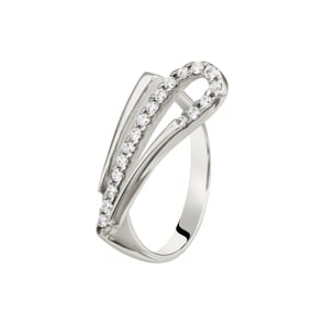 Bague or gris 750/18 ct avec zircones Ø 55