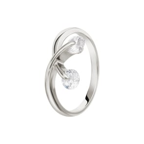 Bague or gris 750/18 ct avec zircones Ø 56