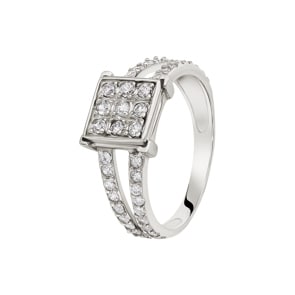 Damenring 750/18 K Weissgold mit Zirkonia Ø 56