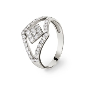 Bague or jaune 750/18 ct avec zircones Ø 57