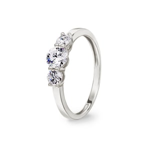 Damenring 750/18 K Weissgold mit Zirkonia rund Trilogie