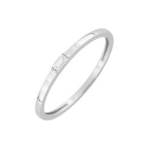 Bague or gris 750/18 ct avec zircone baguette, Fantaisie